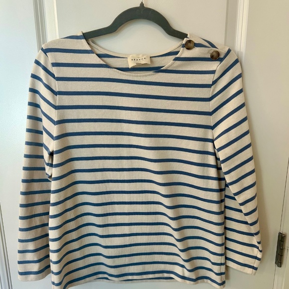 Sezane Colette Marinière NWOT Vintage Blue / Ecru - Size S - Picture 3 of 7